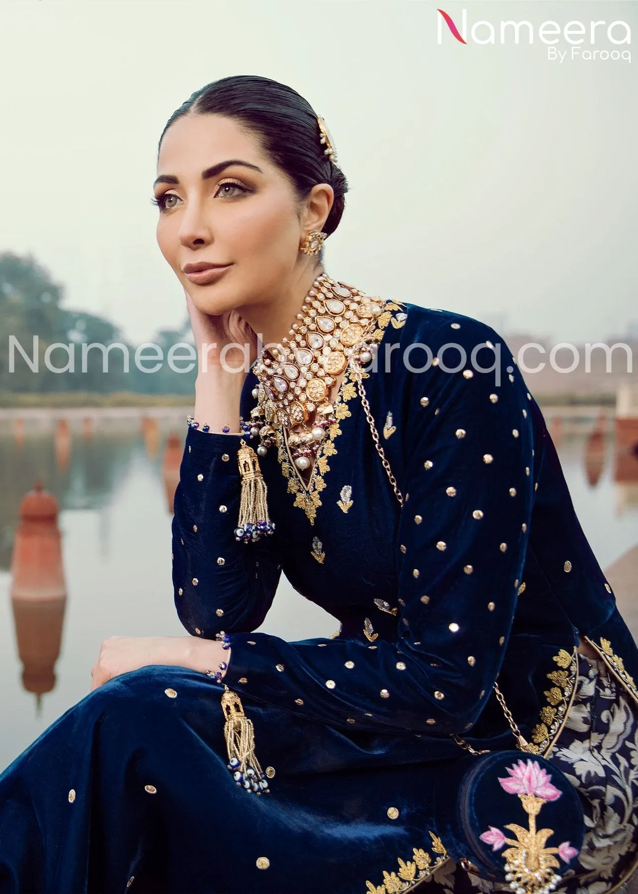 Royal Blue Pakistani Wedding Formal Wear #PN114