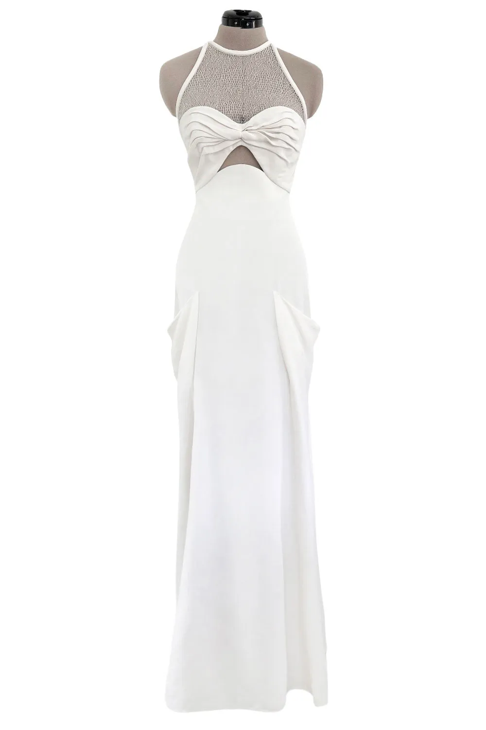 Runway Spring 2013 Emilio Pucci by Peter Dundas Look 41 White Silk Halter Dress w Pockets