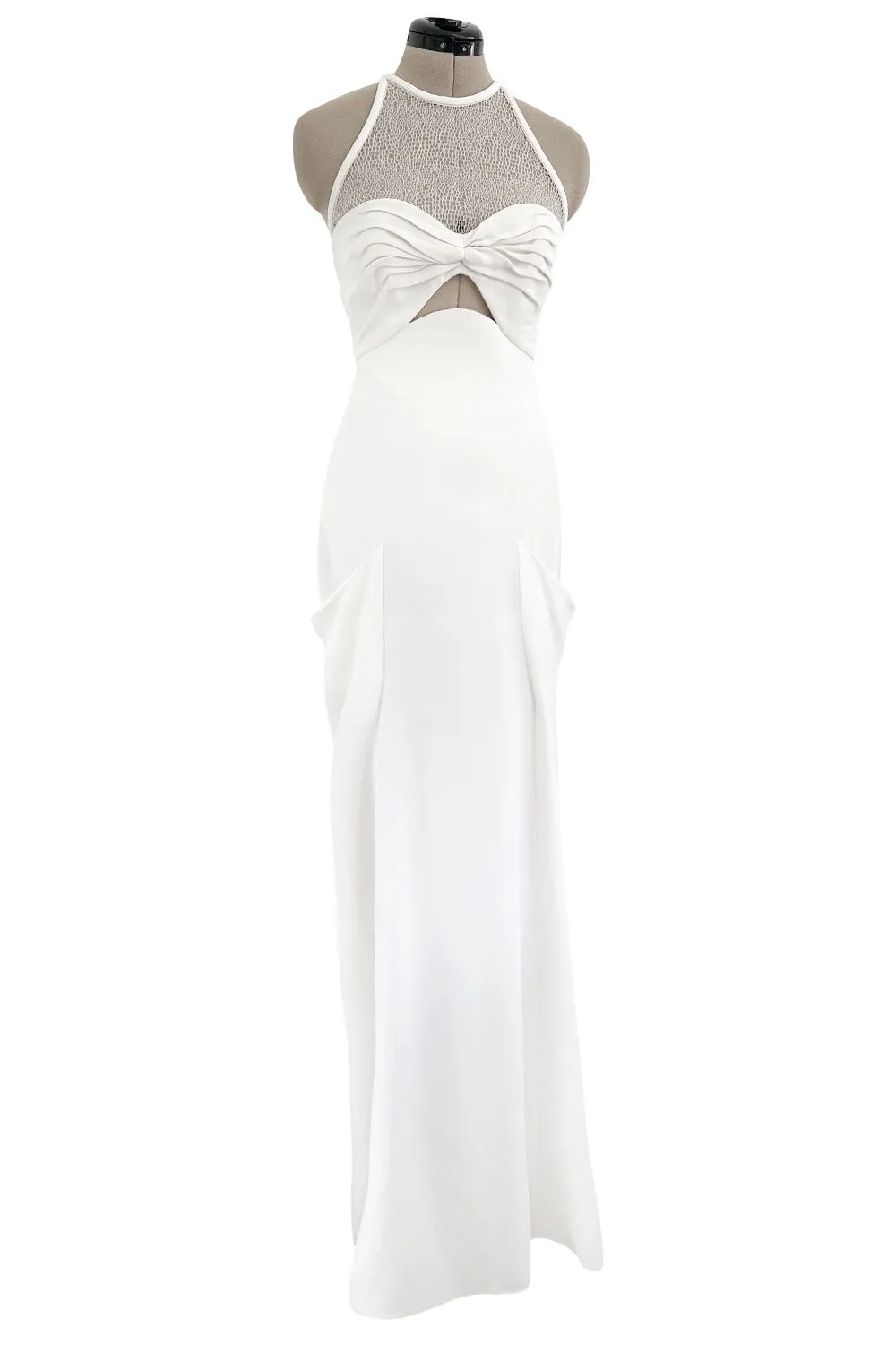 Runway Spring 2013 Emilio Pucci by Peter Dundas Look 41 White Silk Halter Dress w Pockets