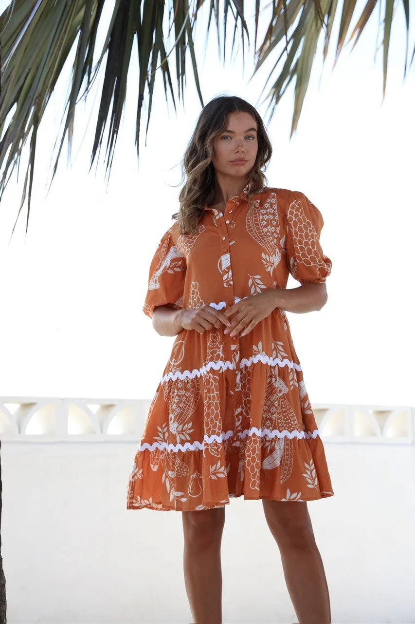 Rust Layered Shirt Dress