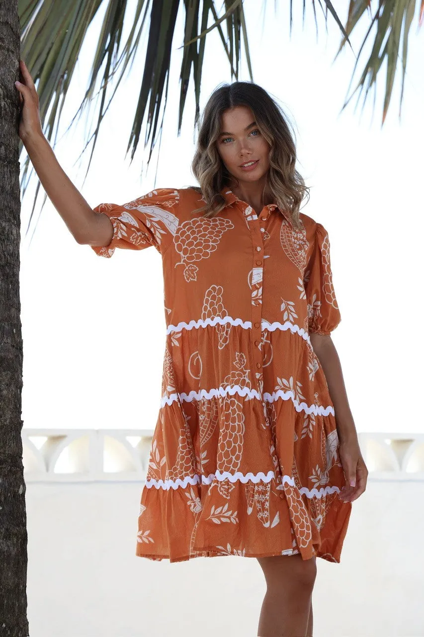 Rust Layered Shirt Dress