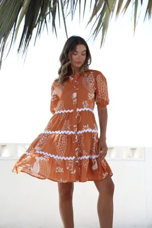 Rust Layered Shirt Dress
