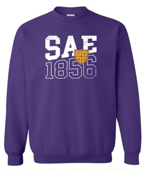 SAE Block Letter Crewneck in Purple
