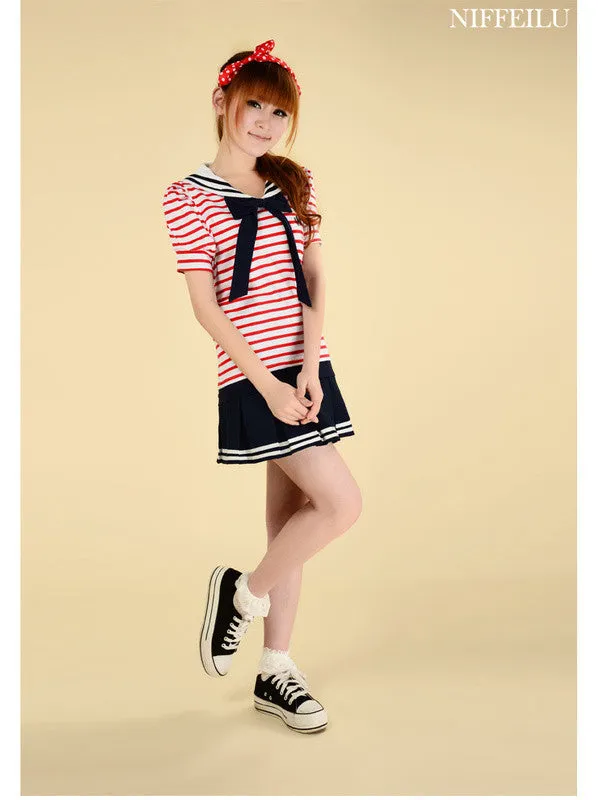 sailor collar striped t shirt