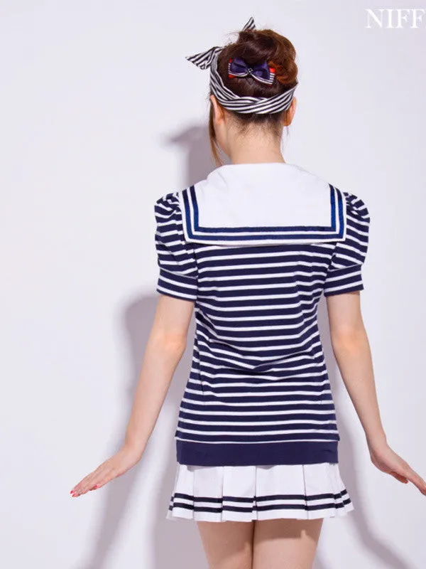 sailor collar striped t shirt