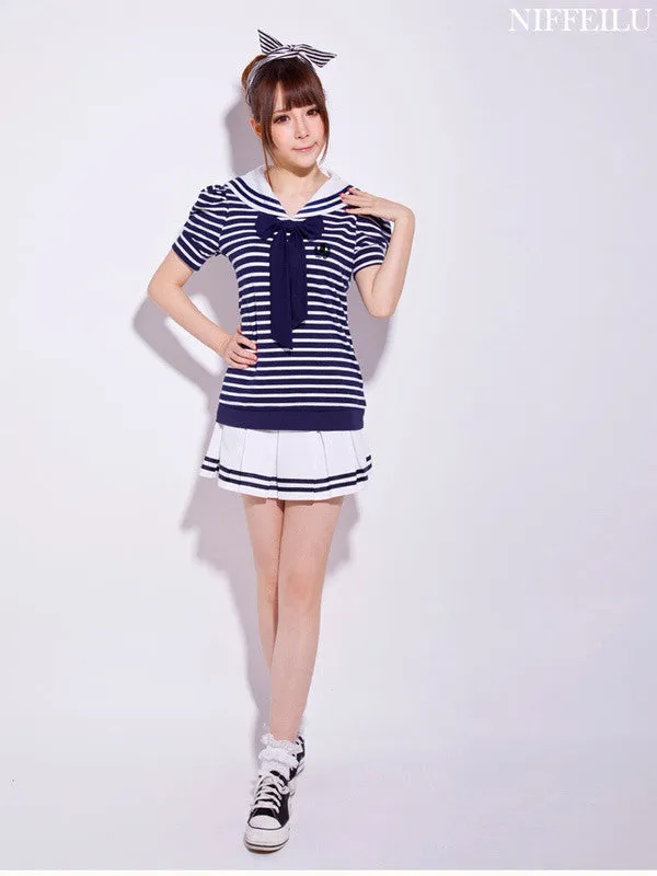 sailor collar striped t shirt