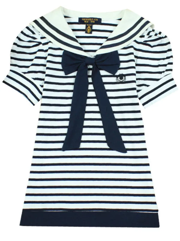 sailor collar striped t shirt