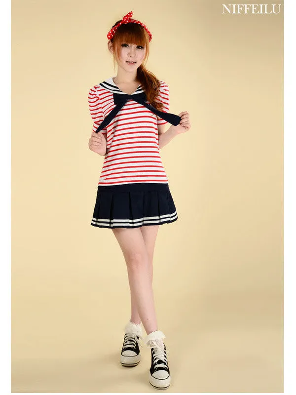 sailor collar striped t shirt