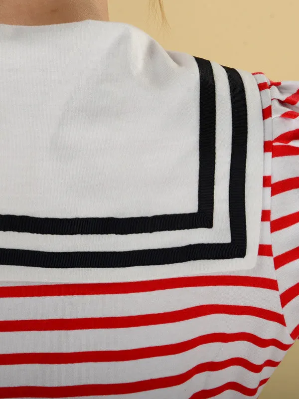sailor collar striped t shirt