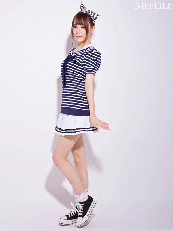 sailor collar striped t shirt