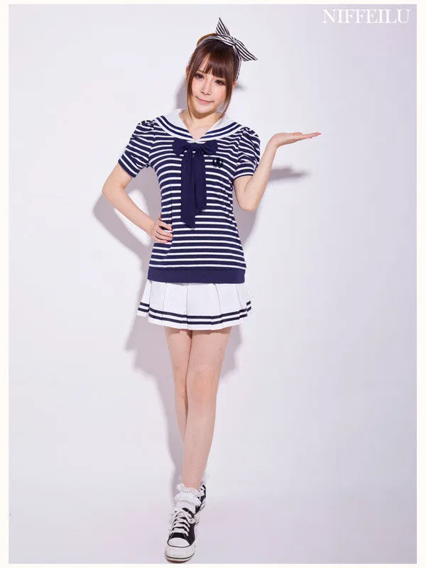 sailor collar striped t shirt