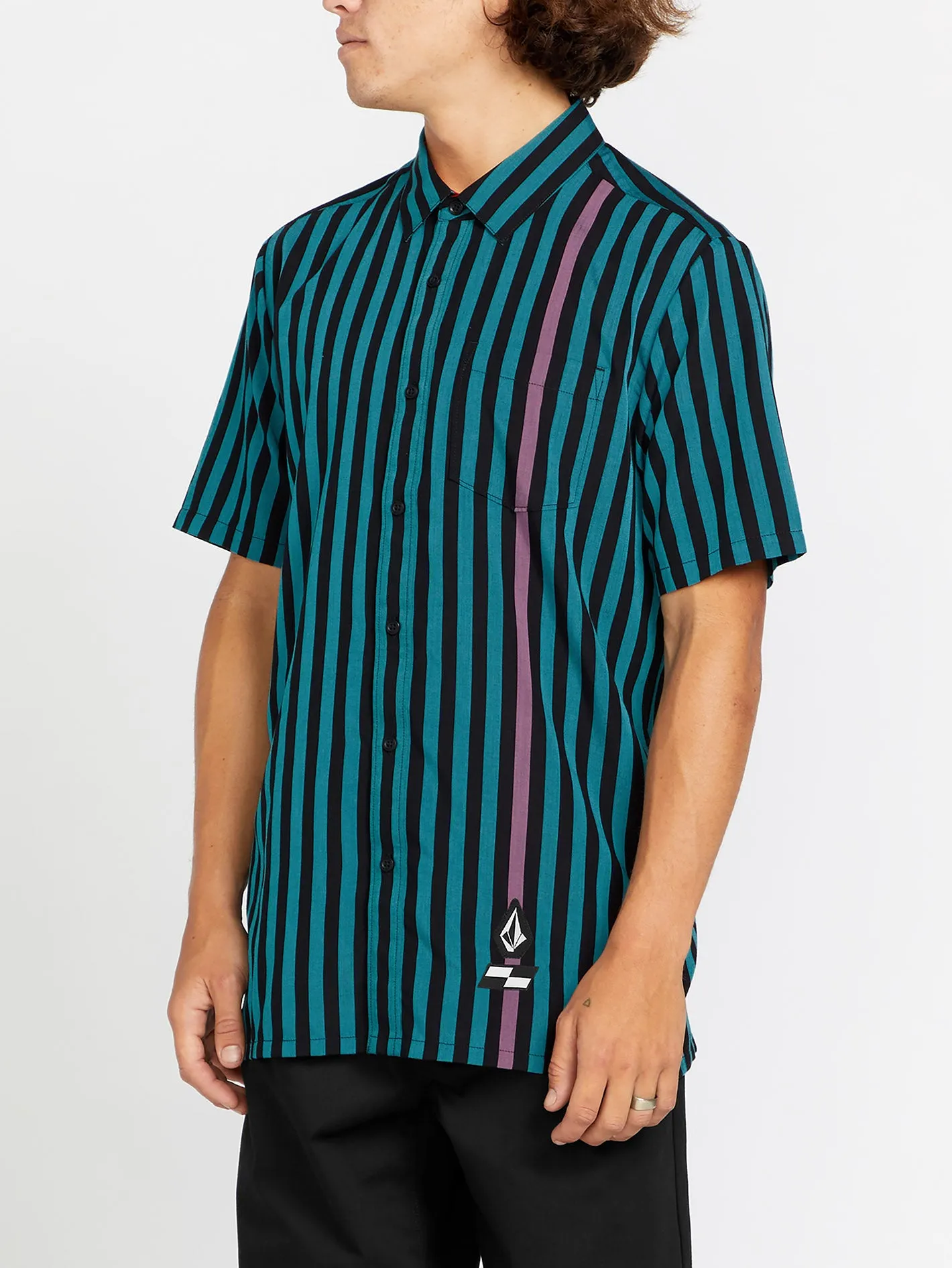 Schroff X Volcom Stripe Shirt - Dusty Aqua