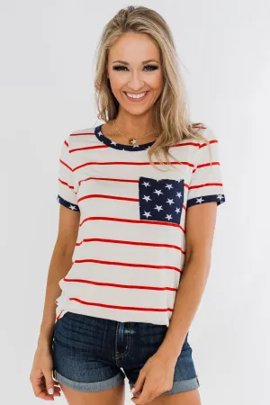 Seize The Day Stripes & Stars Top- Red, Ivory, & Navy