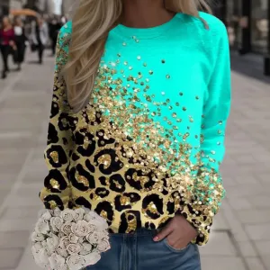 Sequins 3D Print Long Sleeve Women Hoodies Street wear Female Hoodie Sweatshirts Pullover  Woman Clothing