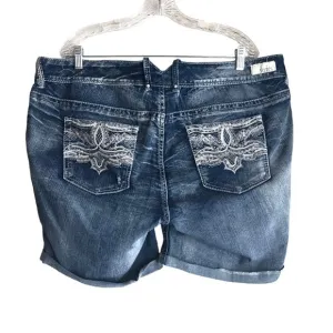 Series 31 Womens Short &amp; Sexy Denim Jean Shorts Sz 18 Embroidered Sequin Stretch