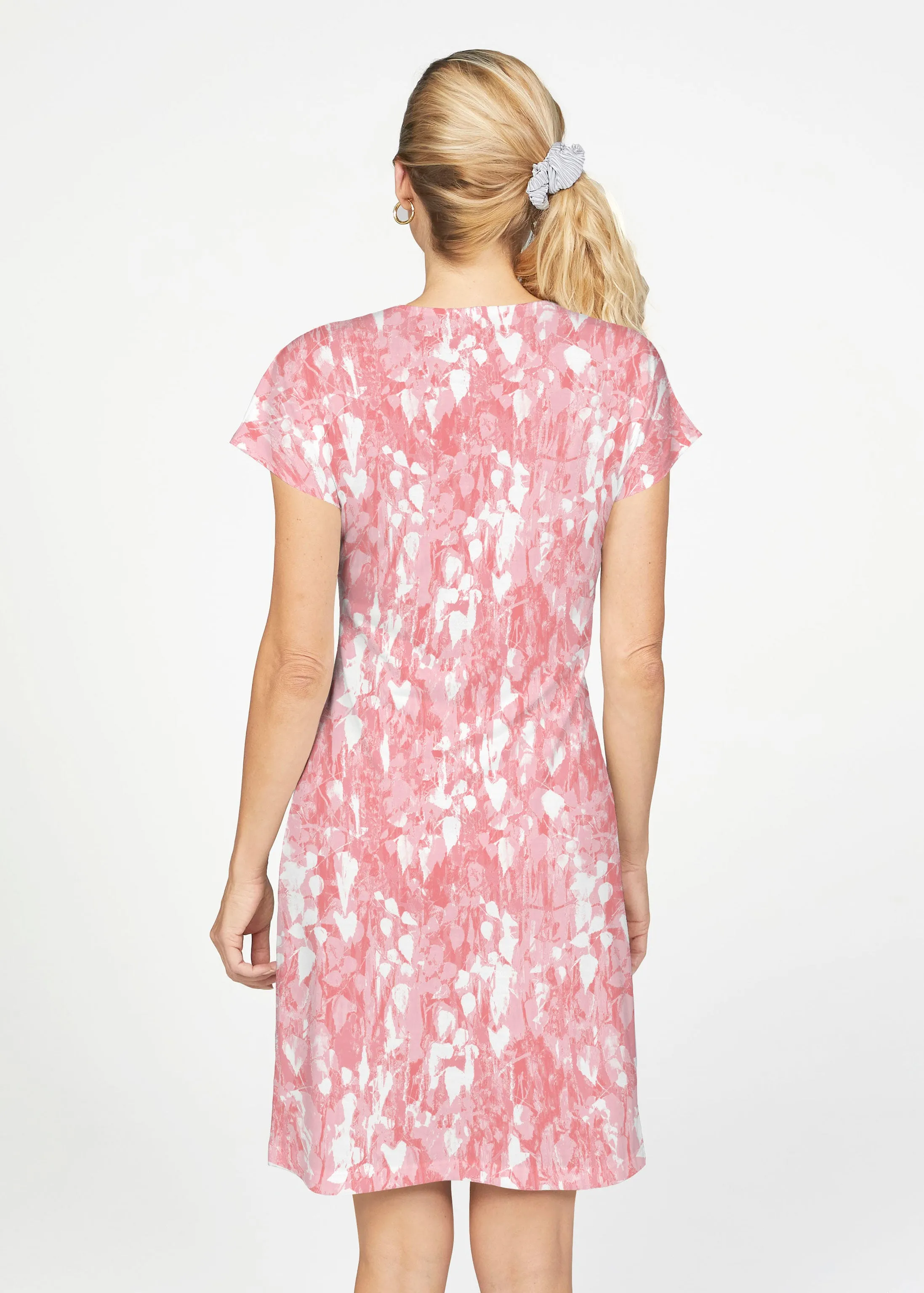 Shadow Coral (7915) ~ French Terry Short Sleeve Crew Dress