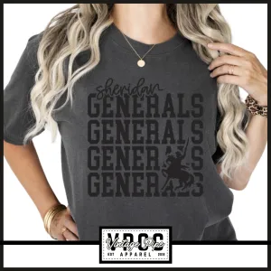SHERIDAN GENERALS STACKED- Comfort Color Short Sleeve, Long Sleeve, Crop Tees and Crew Sweatshirts