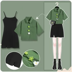 SHORT SLEEVE CAMISOLE DRESS SET UB97009