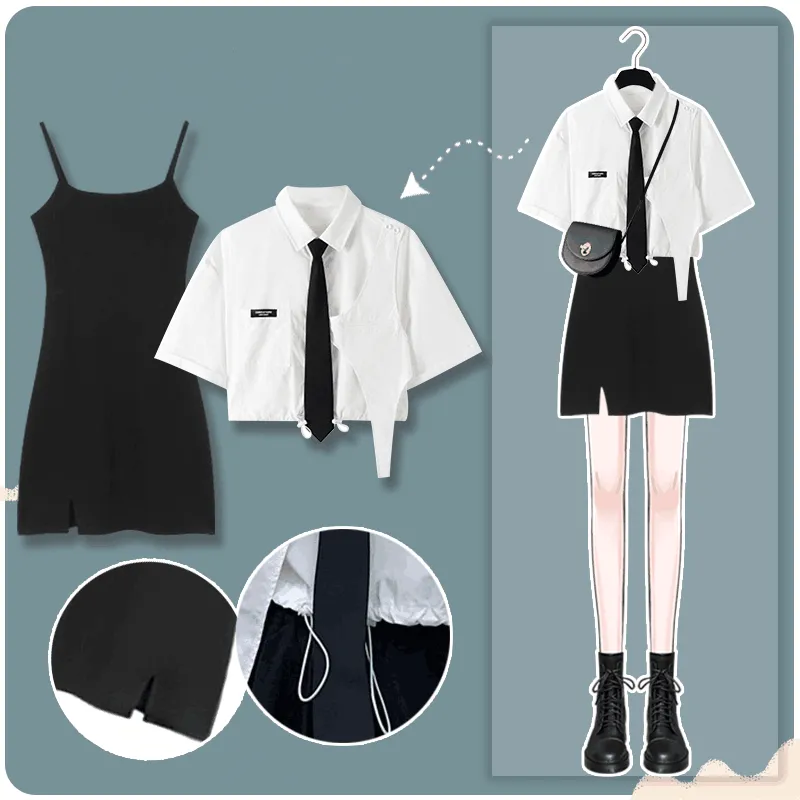 SHORT SLEEVE CAMISOLE DRESS SET UB97009