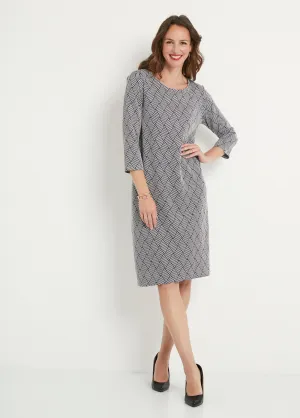 Short straight graphic jacquard dress