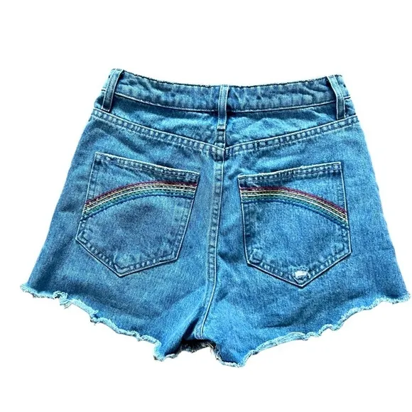 SHOW me Your Mumu Arizona Delta Rainbow Pocket High Waisted Cutoff Shorts 24
