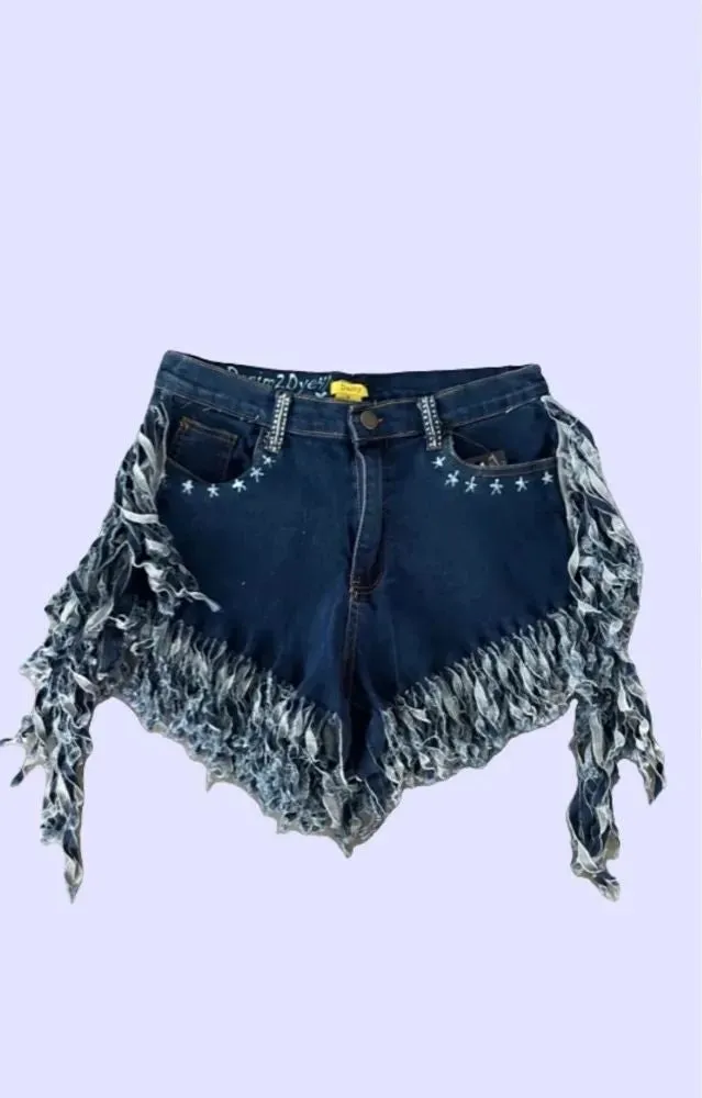 Shredded Fringe Short Shorts Non-Decorated