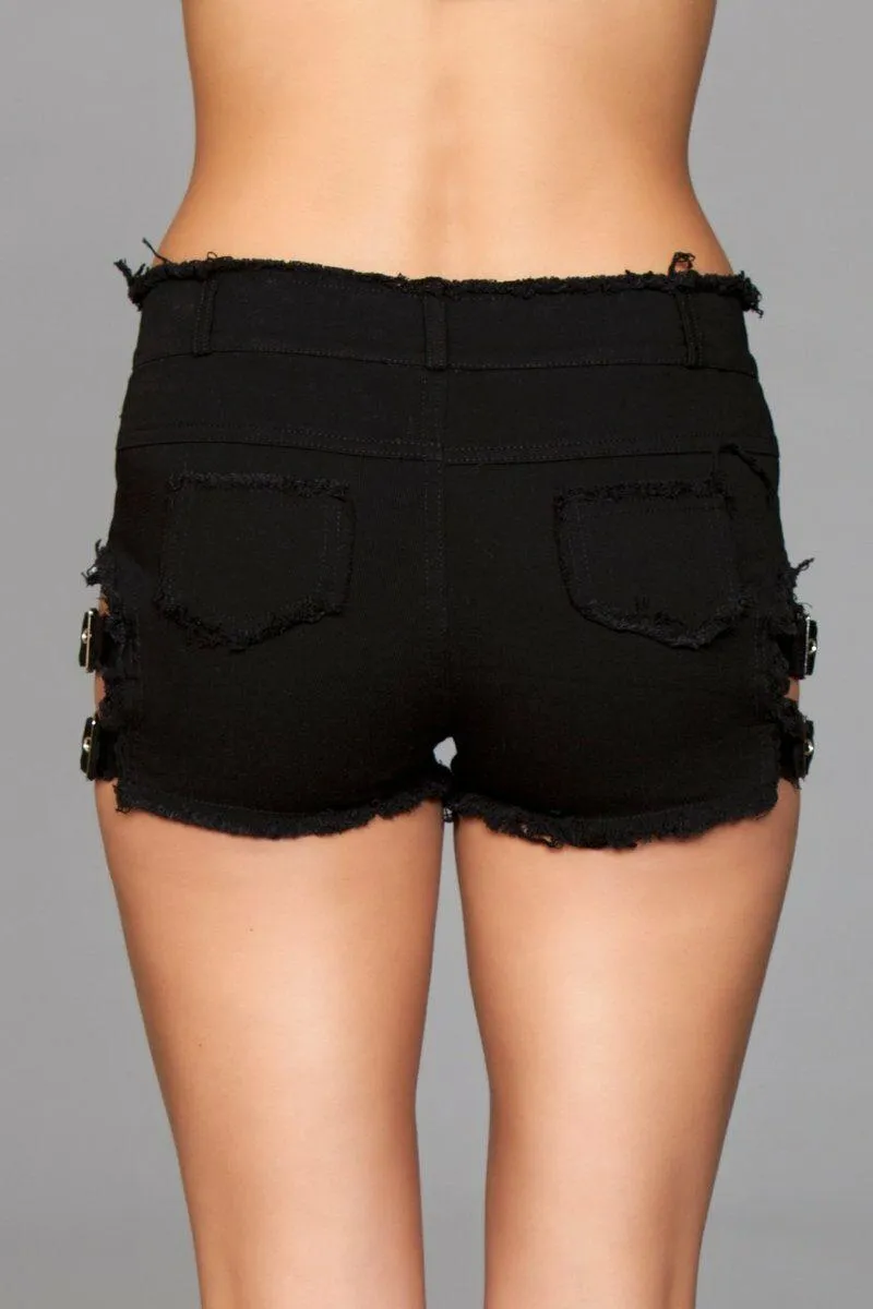 Side Buckle Denim Shorts
