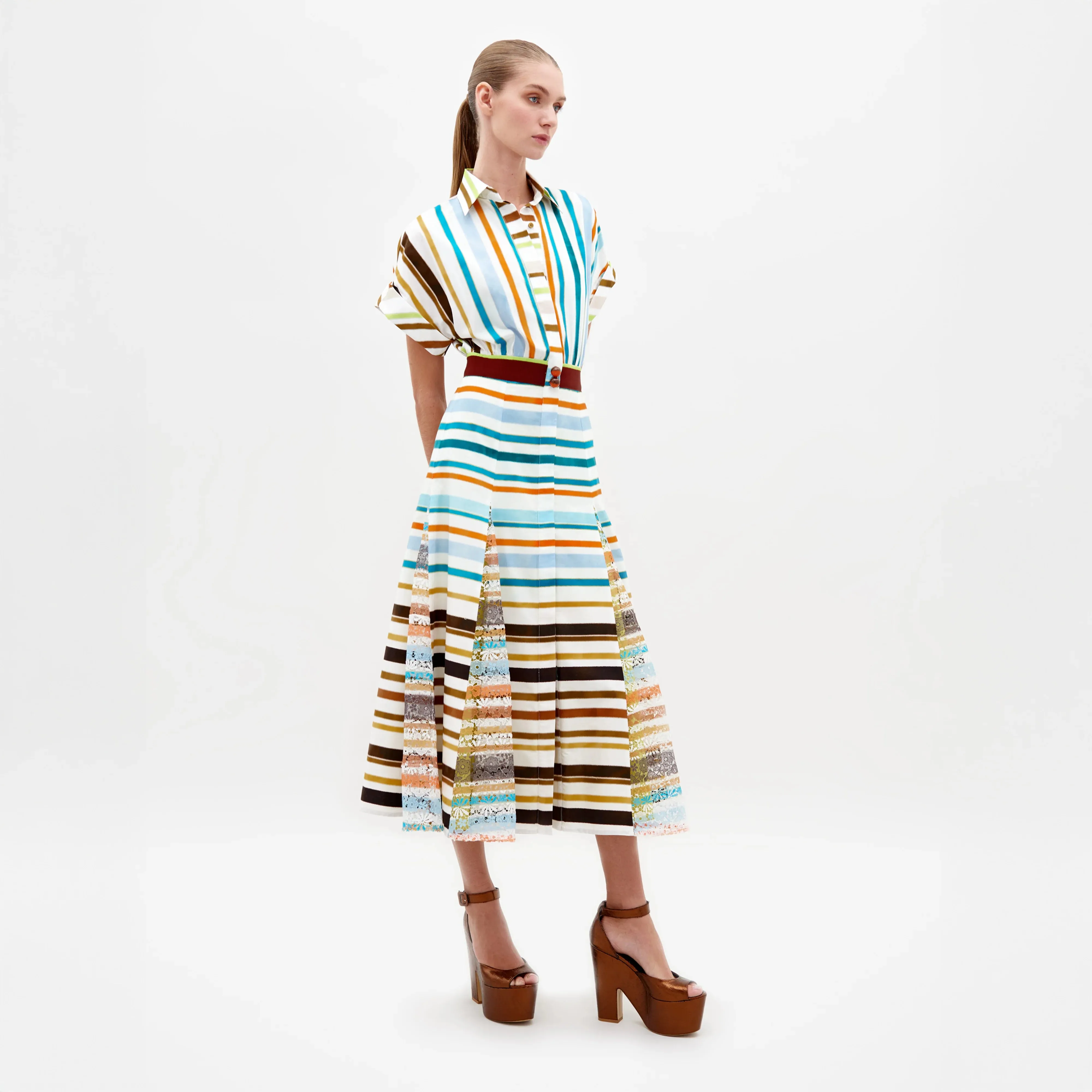 Silvia Tcherassi Odila Dress in Multi Color Stripes