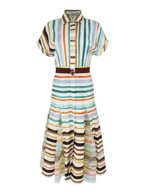 Silvia Tcherassi Odila Dress in Multi Color Stripes