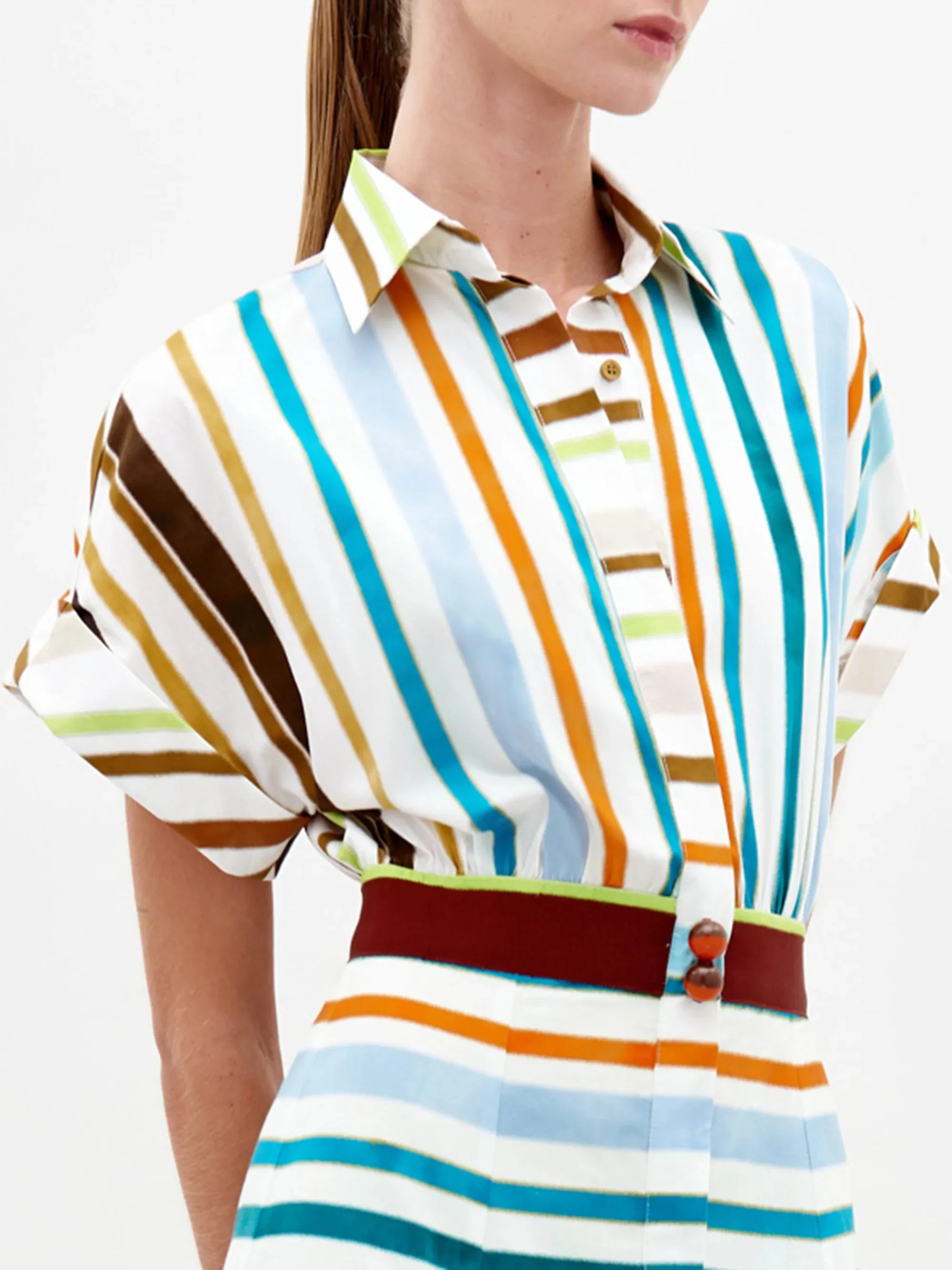 Silvia Tcherassi Odila Dress in Multi Color Stripes
