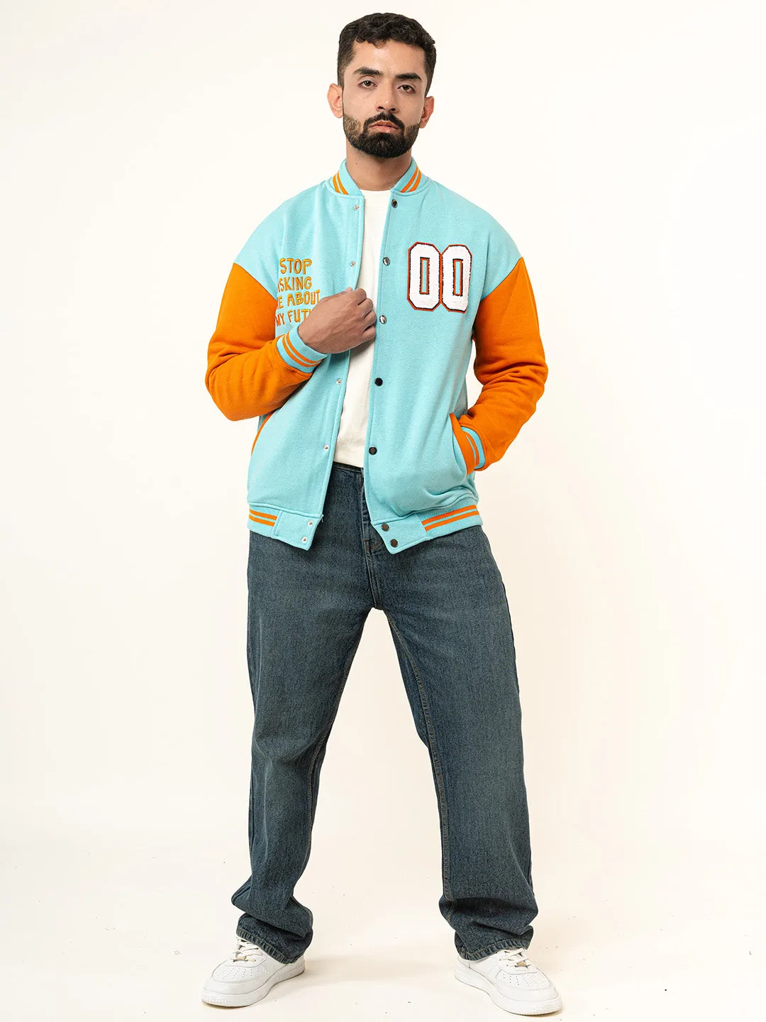 Sky Blue Baseball Varsity Jacket