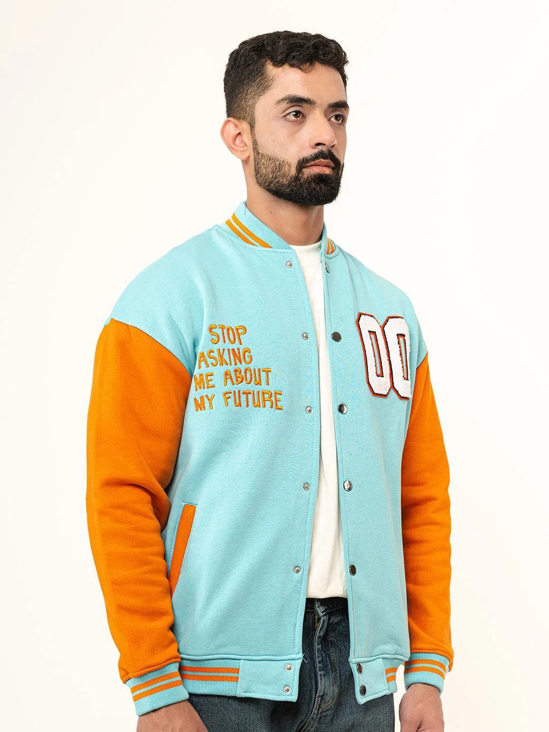 Sky Blue Baseball Varsity Jacket