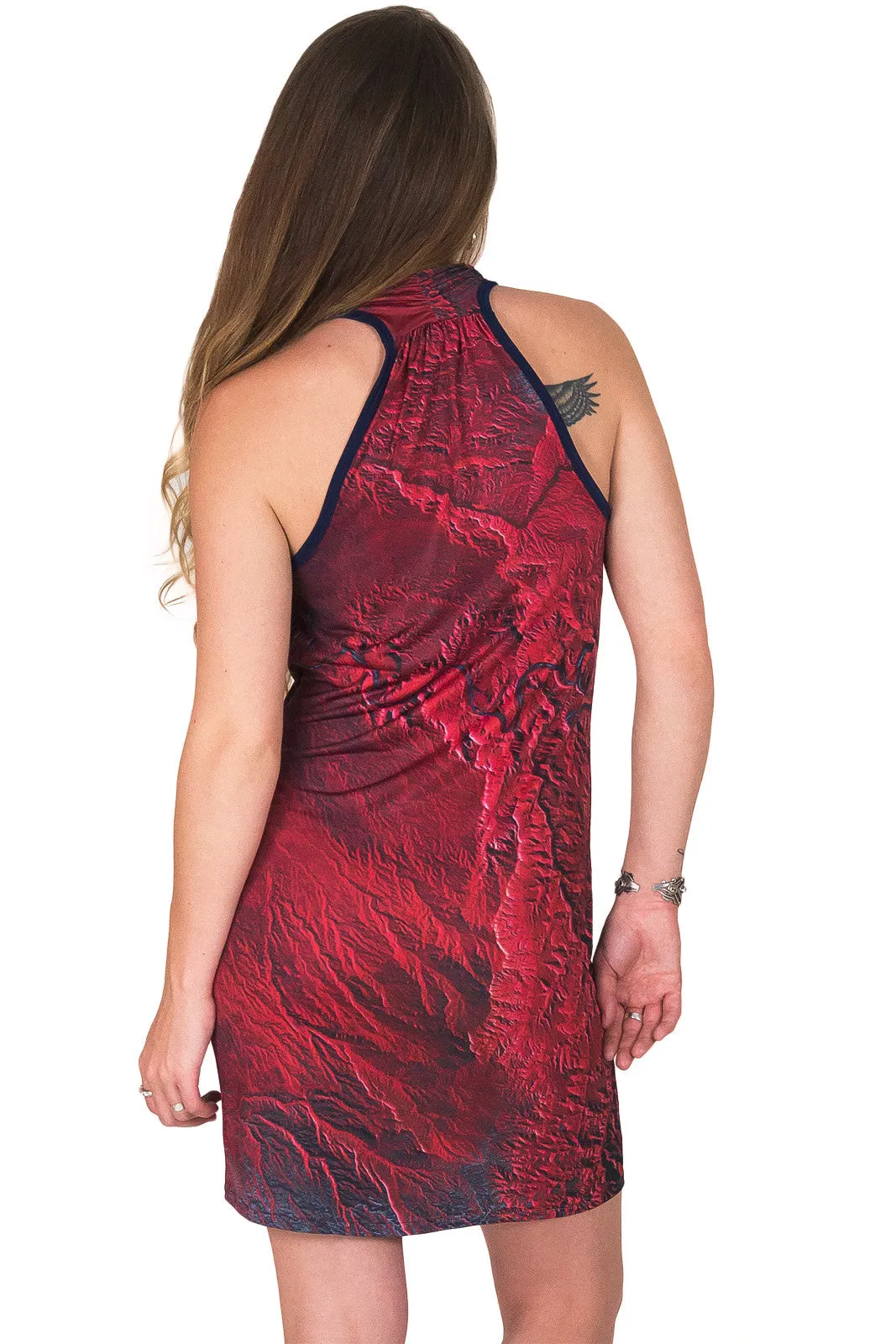 Sleeveless Cowl Neck Dress-Map Dress-Nature Clothing-Desolation Canyon