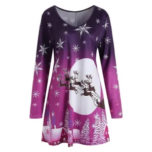 Snowflakes and Reindeer Plus Size Dress