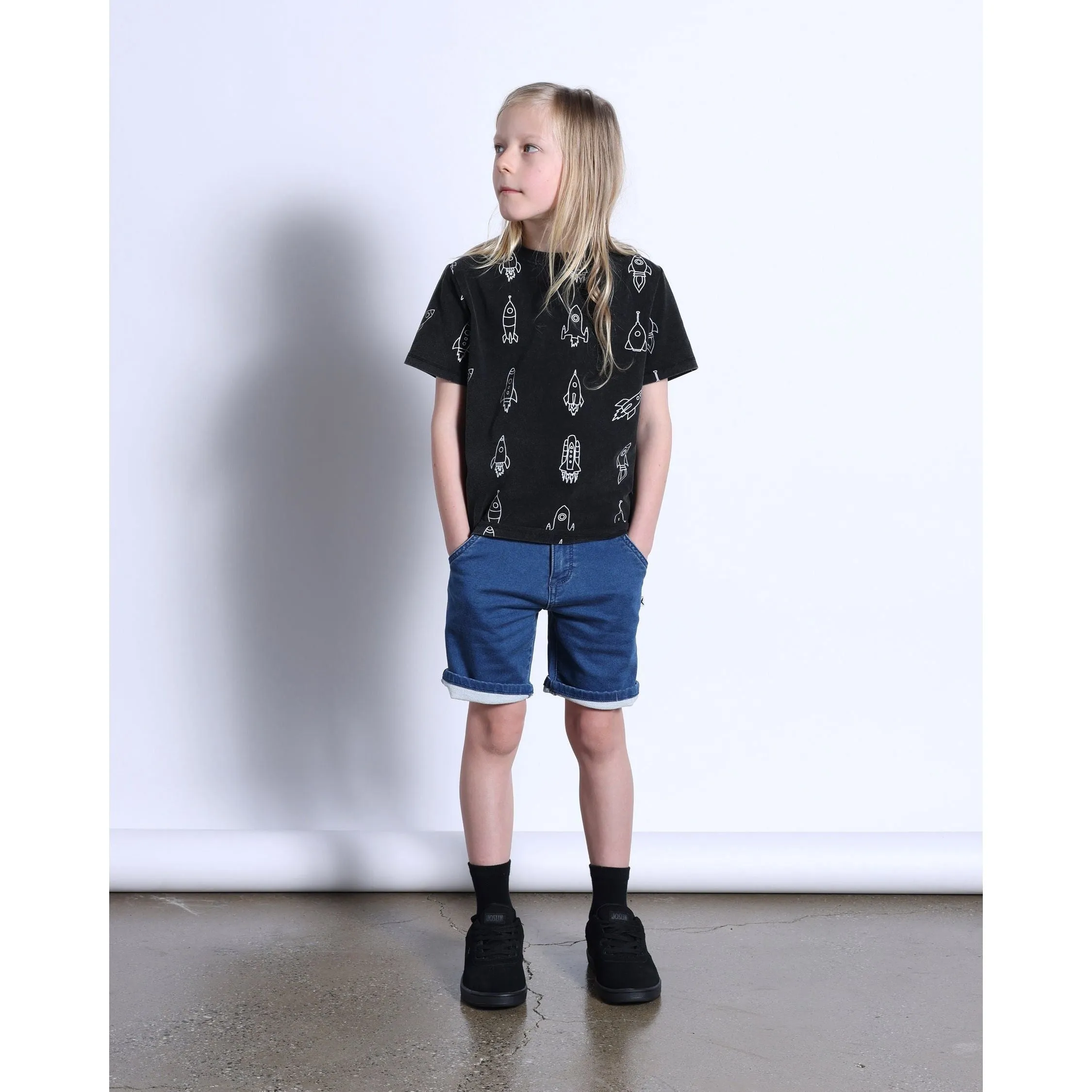 Soft Feel Denim Short- Blue