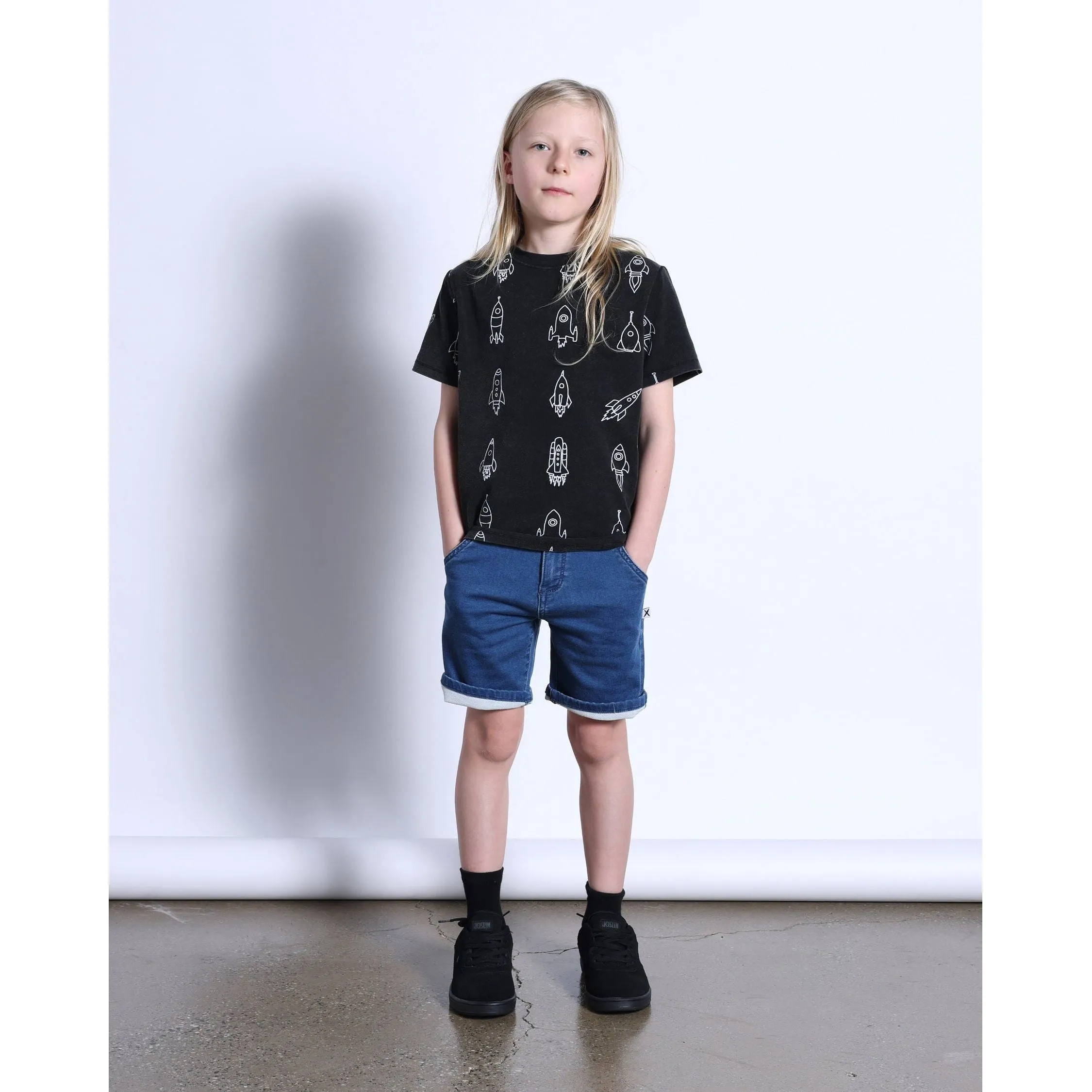 Soft Feel Denim Short- Blue