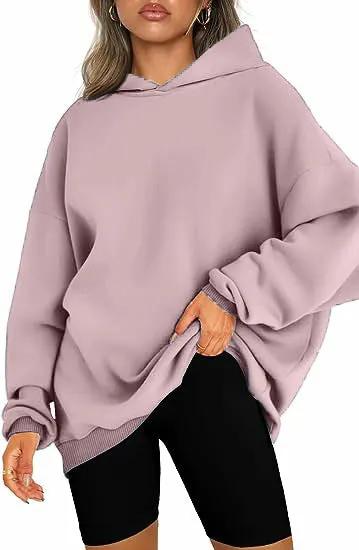 Solid Color Hooded Pullover Oversized Loose Casual Fleece Sweatshirt Wholesale Womens Clothing N3824070900009