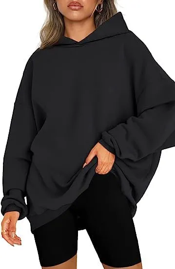 Solid Color Hooded Pullover Oversized Loose Casual Fleece Sweatshirt Wholesale Womens Clothing N3824070900009