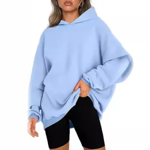 Solid Color Hooded Pullover Oversized Loose Casual Fleece Sweatshirt Wholesale Womens Clothing N3824070900009