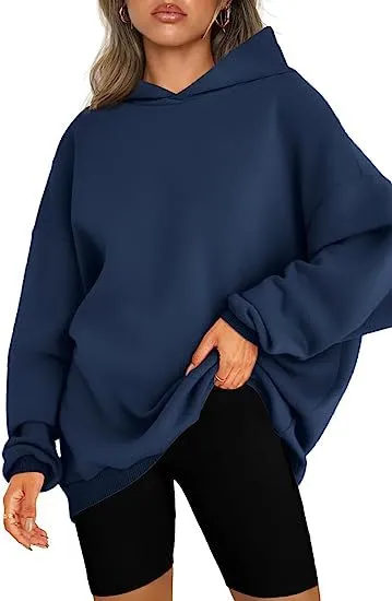 Solid Color Hooded Pullover Oversized Loose Casual Fleece Sweatshirt Wholesale Womens Clothing N3824070900009