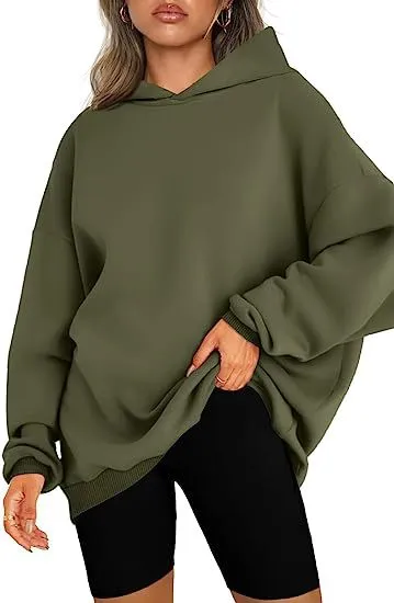 Solid Color Hooded Pullover Oversized Loose Casual Fleece Sweatshirt Wholesale Womens Clothing N3824070900009