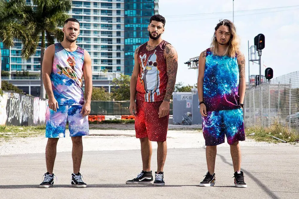 Space, Cats, and Pizza Tank and Shorts Rave Outfit