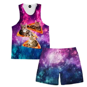 Space, Cats, and Pizza Tank and Shorts Rave Outfit