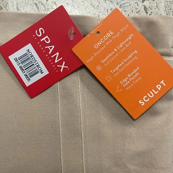 SPANX ONCORE SCULPT High Waisted Mid Thigh Short in soft Nude Sz XL Open Gasset