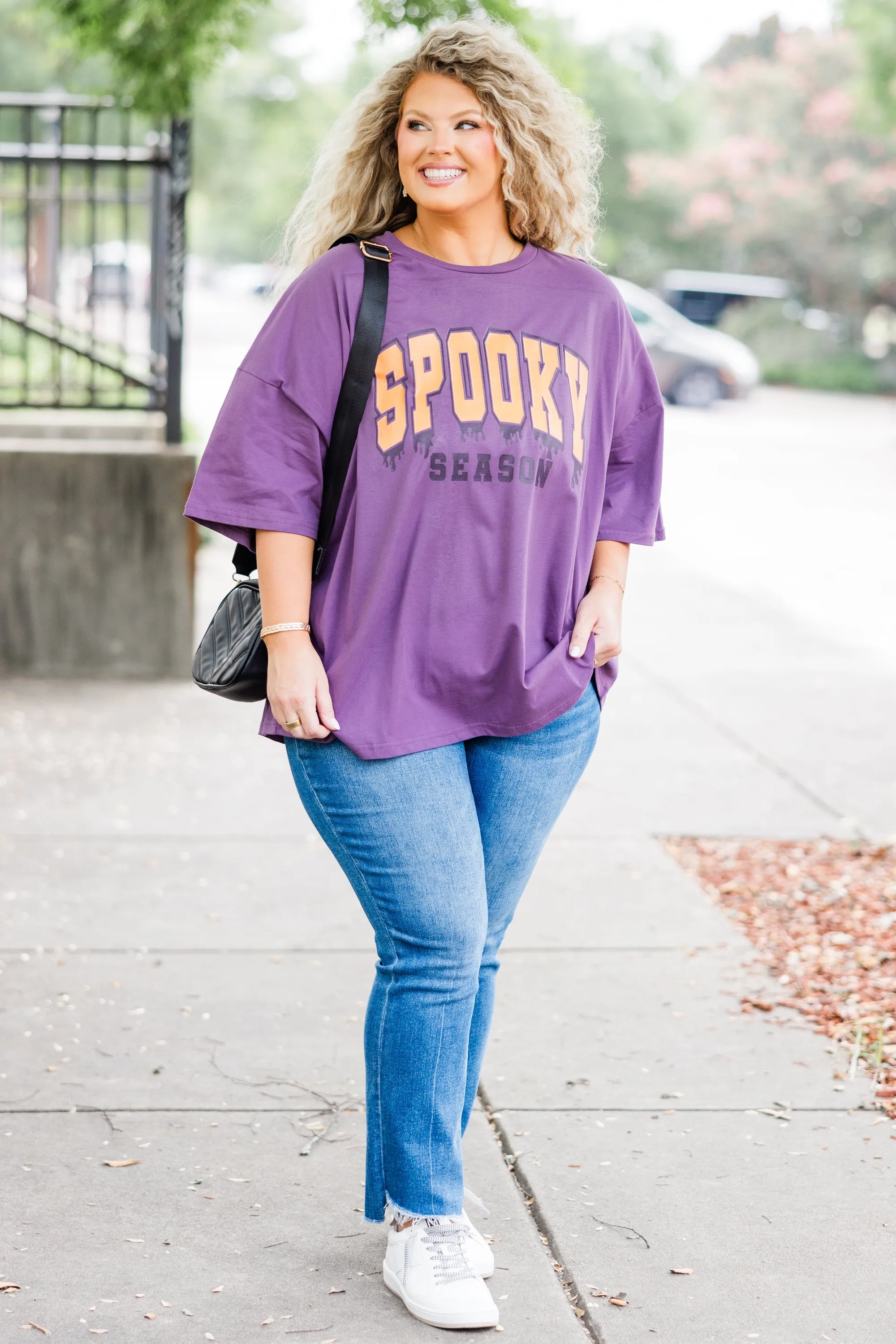 Spooky Days Boyfriend Tee, Lilac Gray