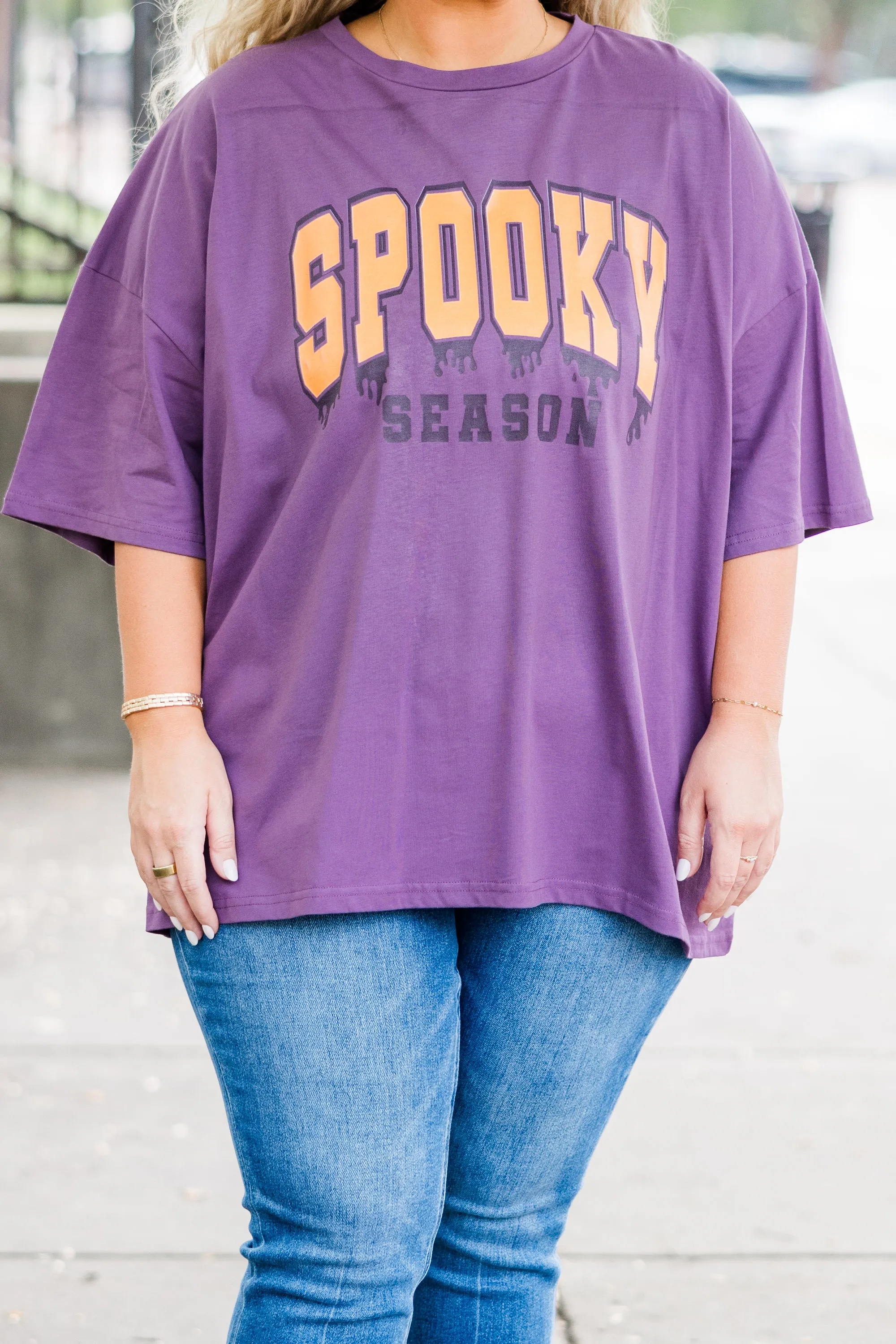 Spooky Days Boyfriend Tee, Lilac Gray