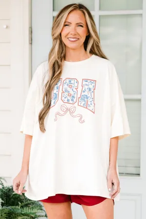 Star Spangled Blooms Boyfriend Tee, Ivory
