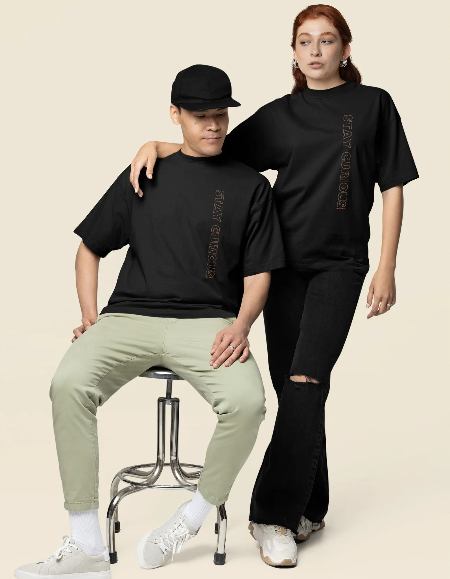 Stay Curious - Terry Oversized T-Shirt - Dark