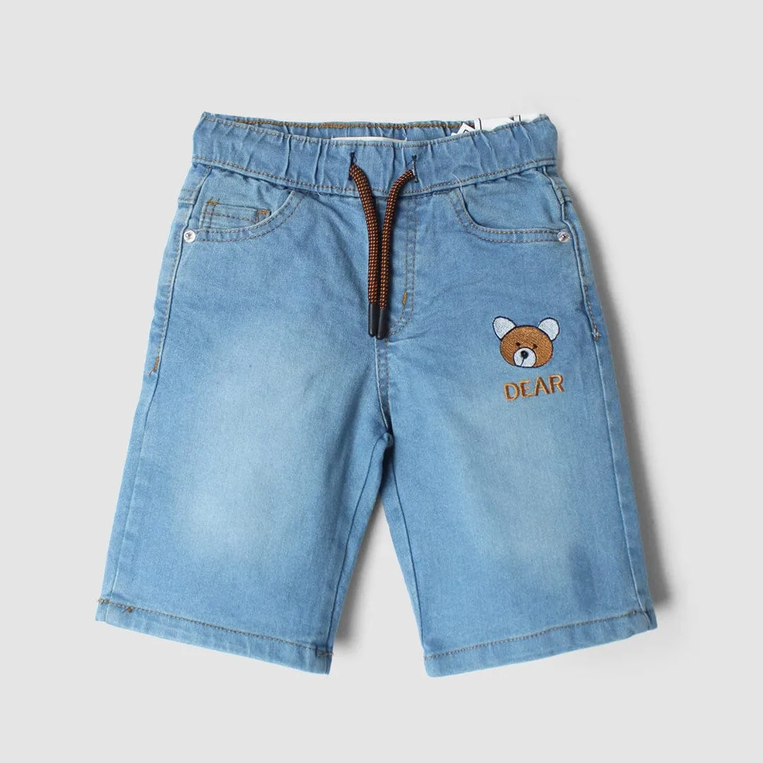 Stellar Blue Themed Denim Boys Short