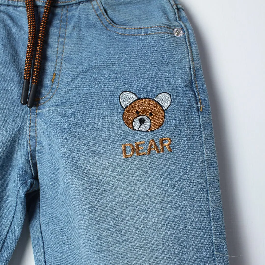 Stellar Blue Themed Denim Boys Short